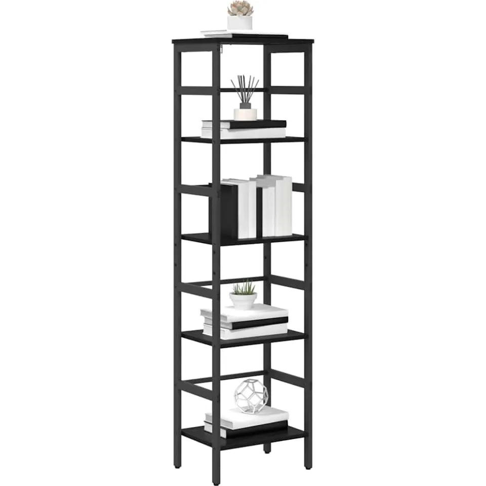 vidaXL Boekenkast 4-laags 40 x 29,5 x 149 cm Bewerkt hout Zwart Eiken