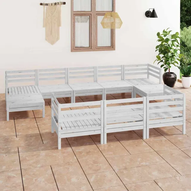 vidaXL 10-delige Tuin Lounge Set Wit Stevig Hout Grenen, foto 2