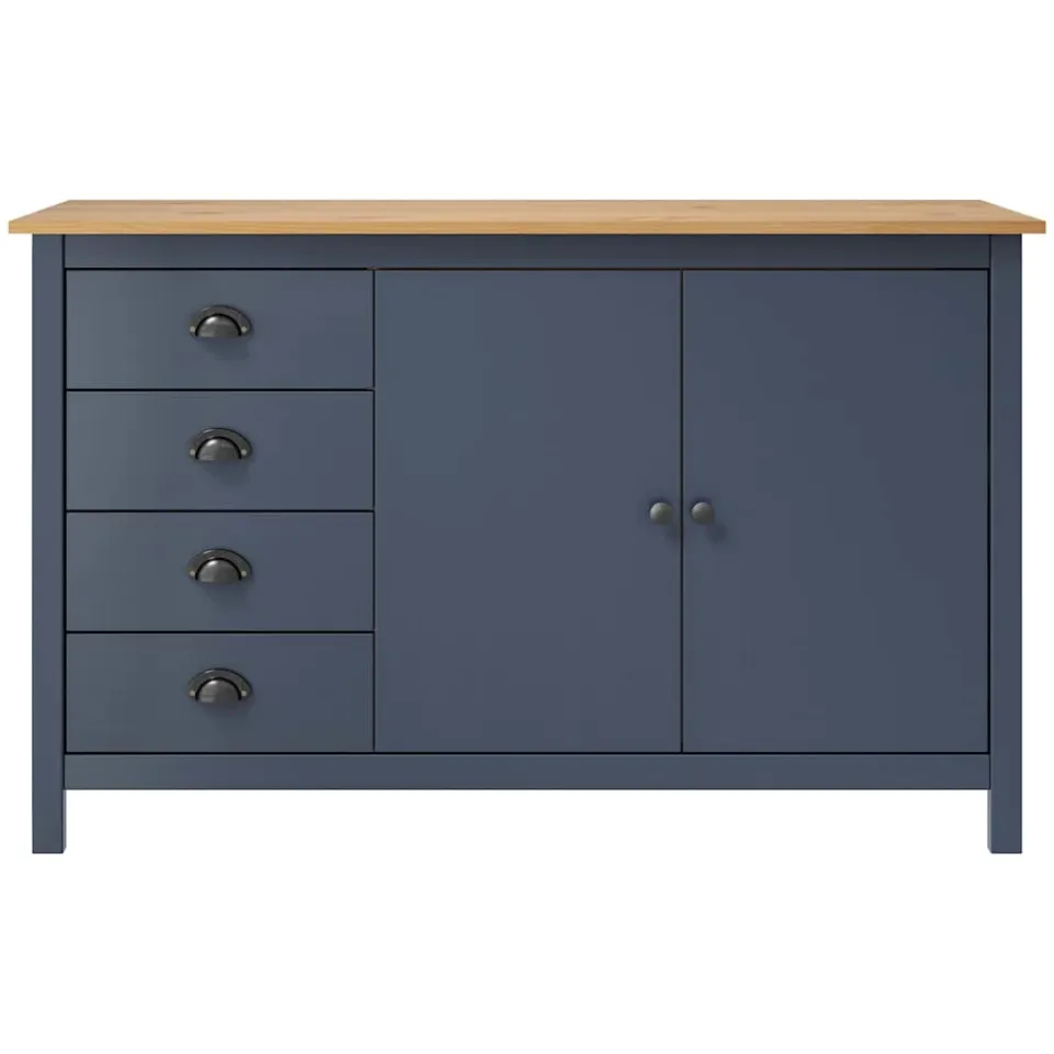 vidaXL Dressoir Hill 130x40x80 cm massief grenenhout grijs, foto 2