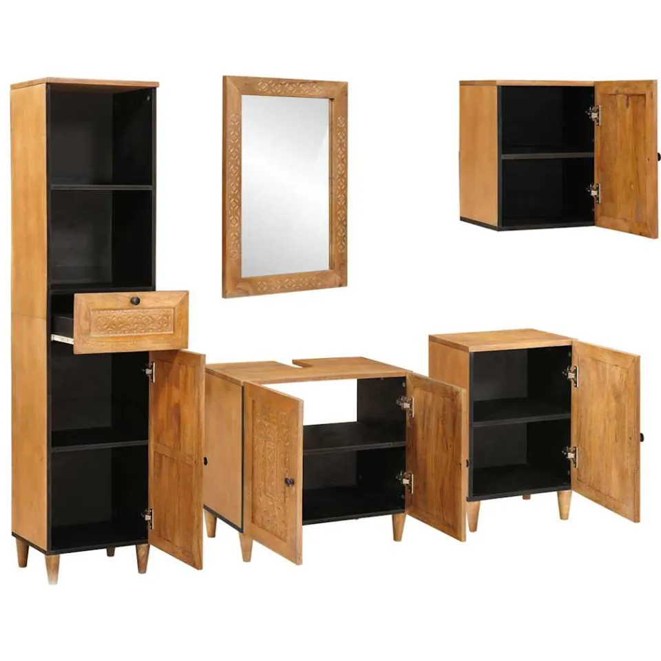 vidaXL Badkamermeubelset 5 st Bruin Bewerkt hout, foto 2