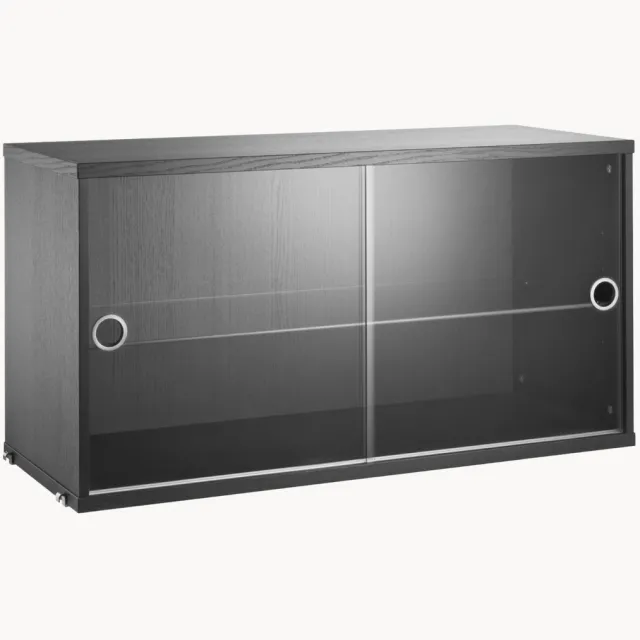 String Furniture Displaykast String System met draaideuren van glas Transparant, Zwart