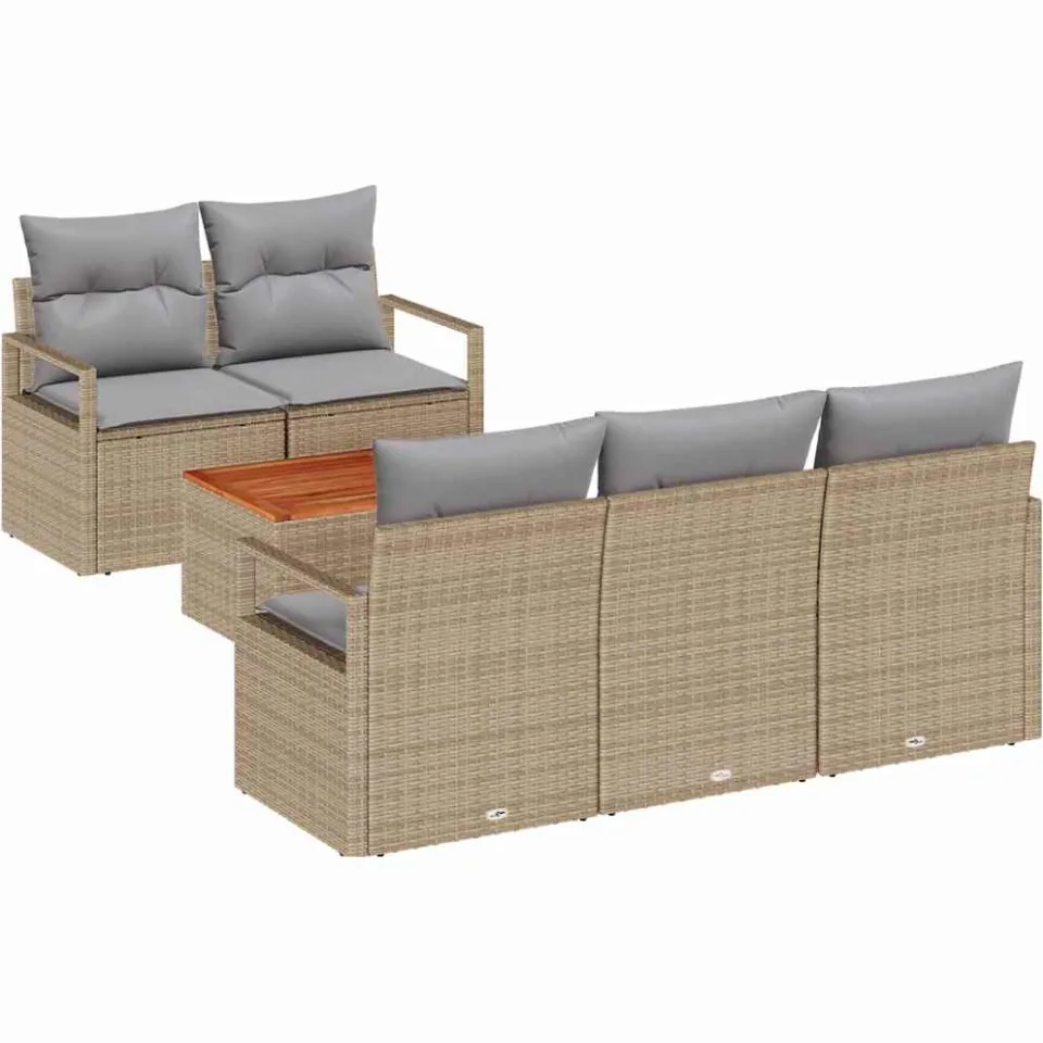vidaXL Tuinbankenset 6 st Beige poly rattan