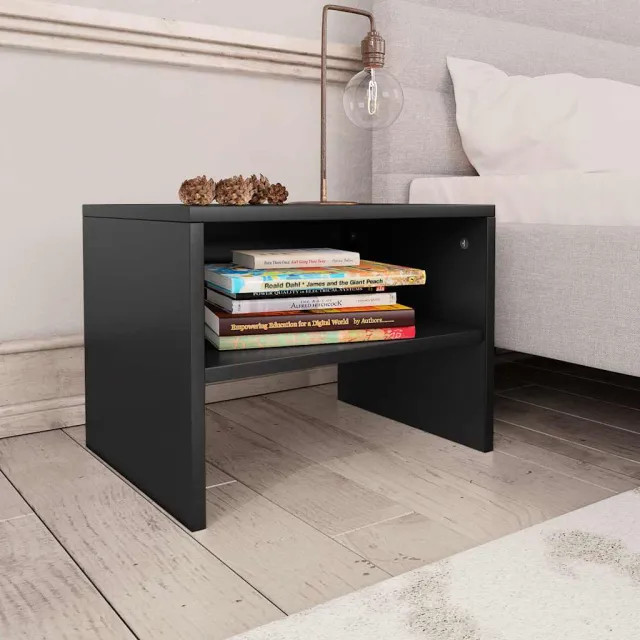 vidaXL Nachtkastjes 2 st 40x30x30 cm bewerkt hout zwart