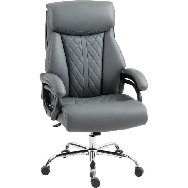 Homcom heavy-duty bureaustoel PU-leer - Ergonomische bureaustoel 360 graden draaibaar - Donkergrijs