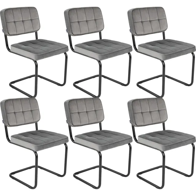 Kick Collection KICK® IVY Eetkamerstoelen – Set van 6 – Velvet – Buisframe – Grijs
