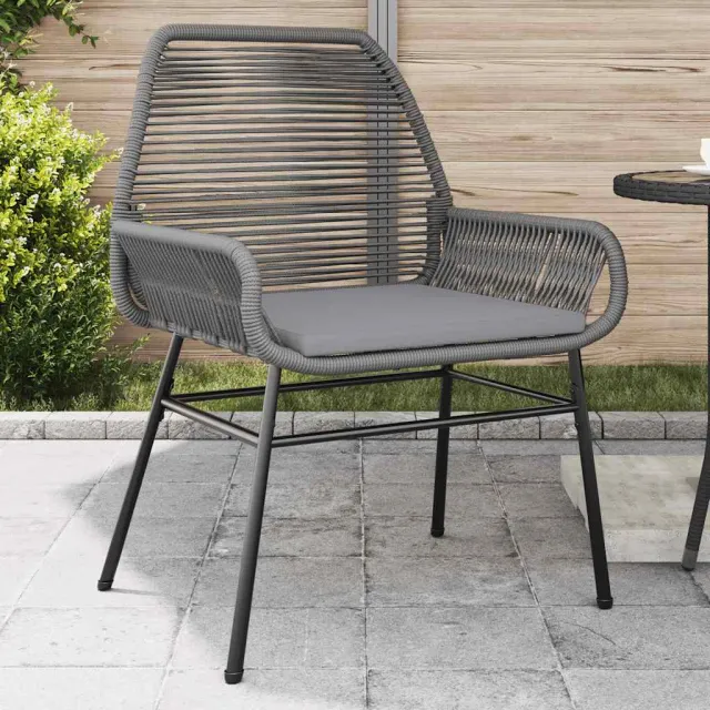 vidaXL Tuinstoelen 2 st met kussens poly rattan grijs