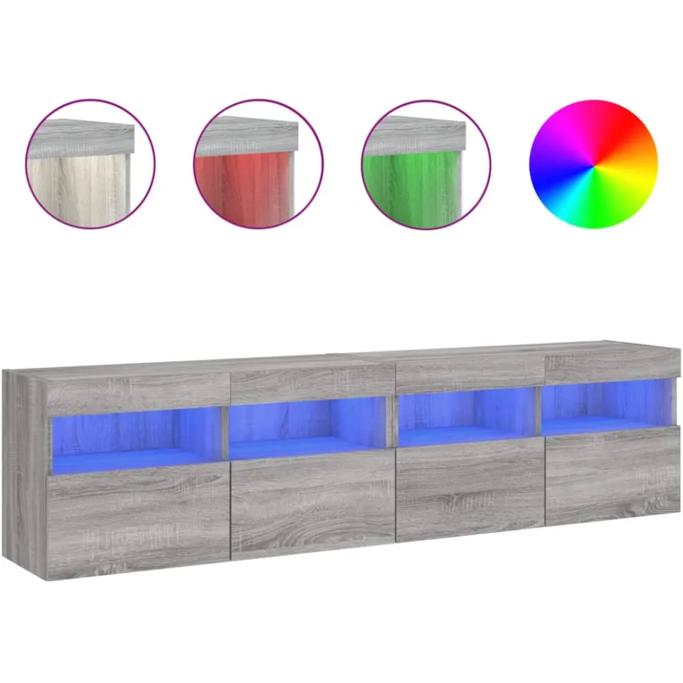 vidaXL Tv-wandmeubels met LED 2 st 80x30x40 cm grijs sonoma eikenkleur