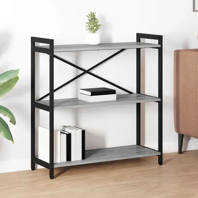 vidaXL Boekenkast 80 x 30 x 85 cm Bewerkt hout Grijs sonoma, foto 2