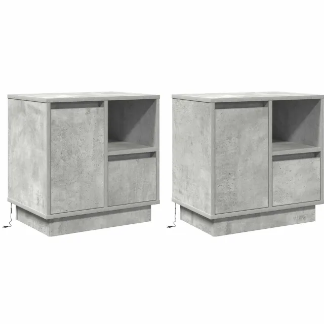 vidaXL Nachtkastje 2 st Beton Grijs 50 x 34,5 x 50 cm. Bewerkt hout