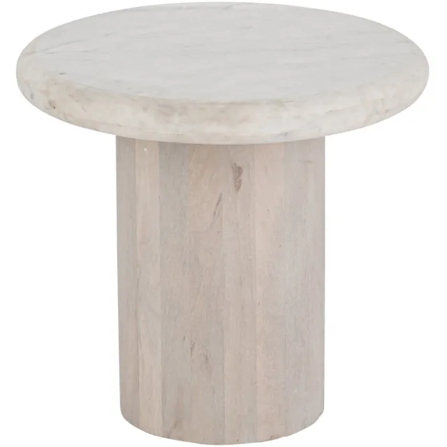 J-Line bijzettafel Rond Marmer - steen - gebroken wit - small