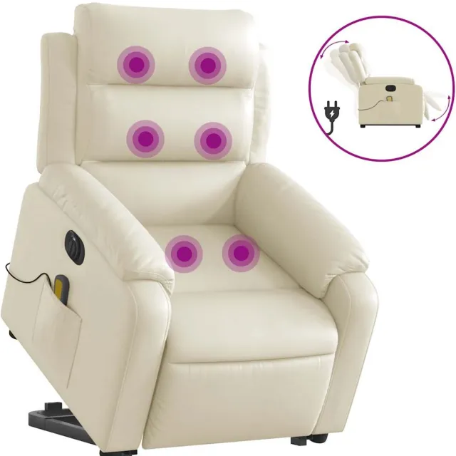 vidaXL Sta-op-massagestoel - elektrisch - kunstleer - crèmekleurig