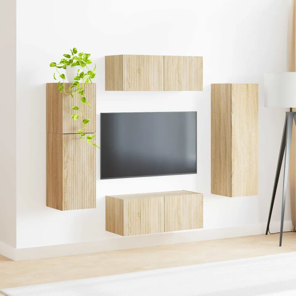 vidaXL Tv-meubelset 4 st Sonoma Eiken Bewerkt hout, foto 4