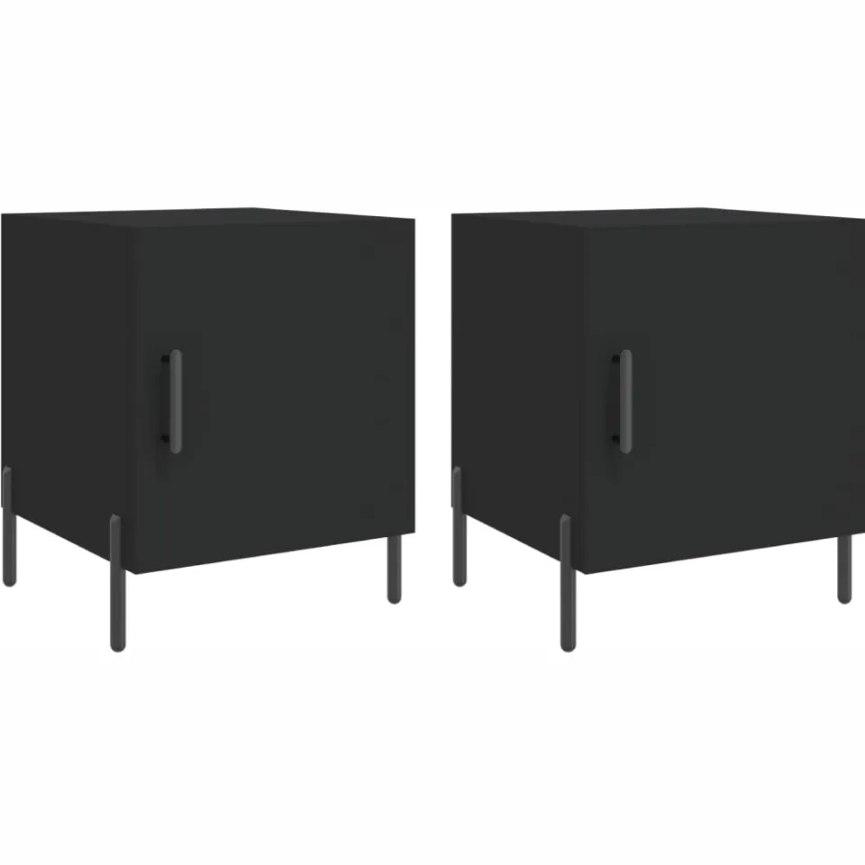 vidaXL Nachtkastjes 2 st 40x40x50 cm bewerkt hout zwart, foto 3