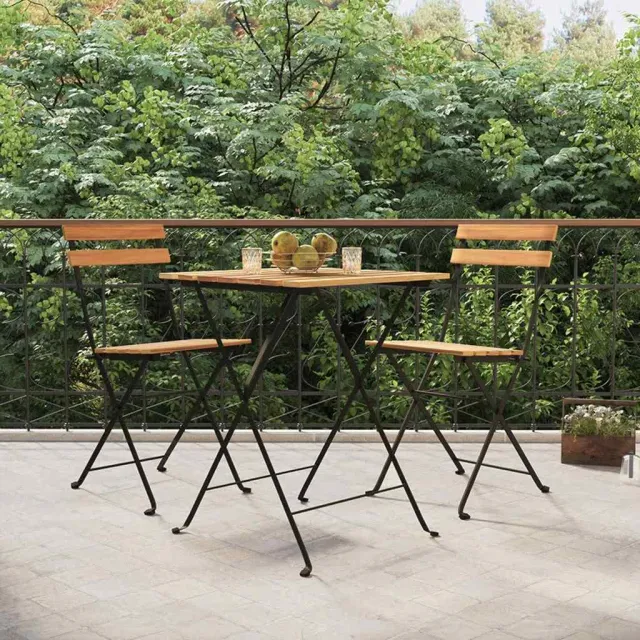 vidaXL 3-delige Bistroset inklapbaar massief teakhout en staal, foto 2