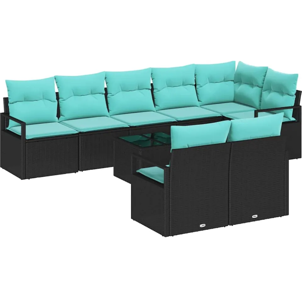 vidaXL Bankstel 9 st Zwart poly rattan