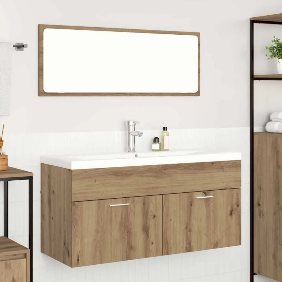 vidaXL Badkamerkast Artisan Eiken 100 x 38,5 x 46 cm Bewerkt hout, foto 3