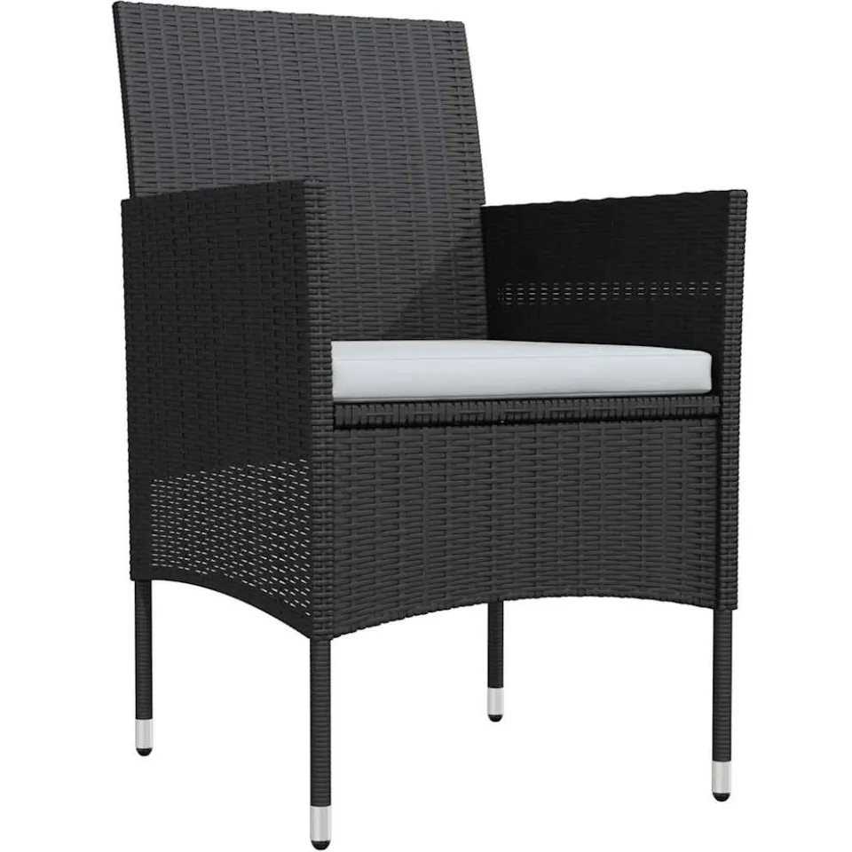 vidaXL 5-delige Tuinset met kussens zwart