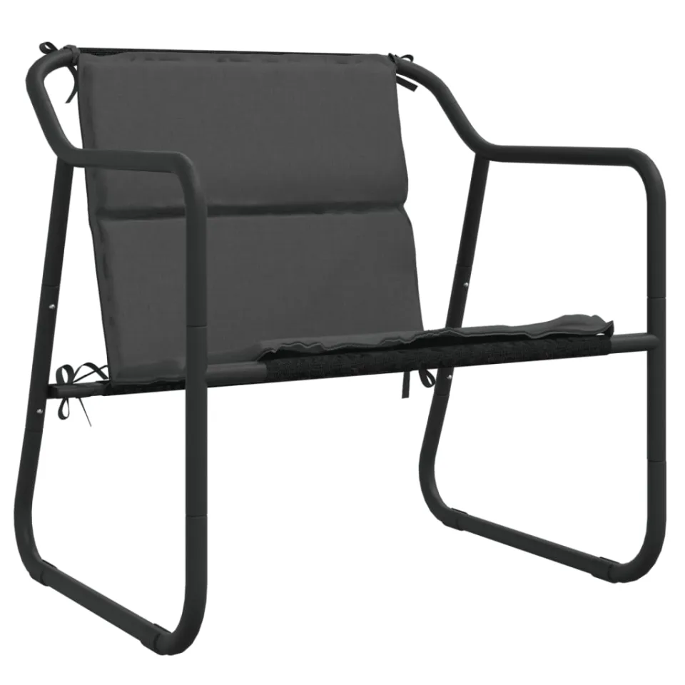 vidaXL 3-delige Loungeset met kussens staal antracietkleurig, foto 3