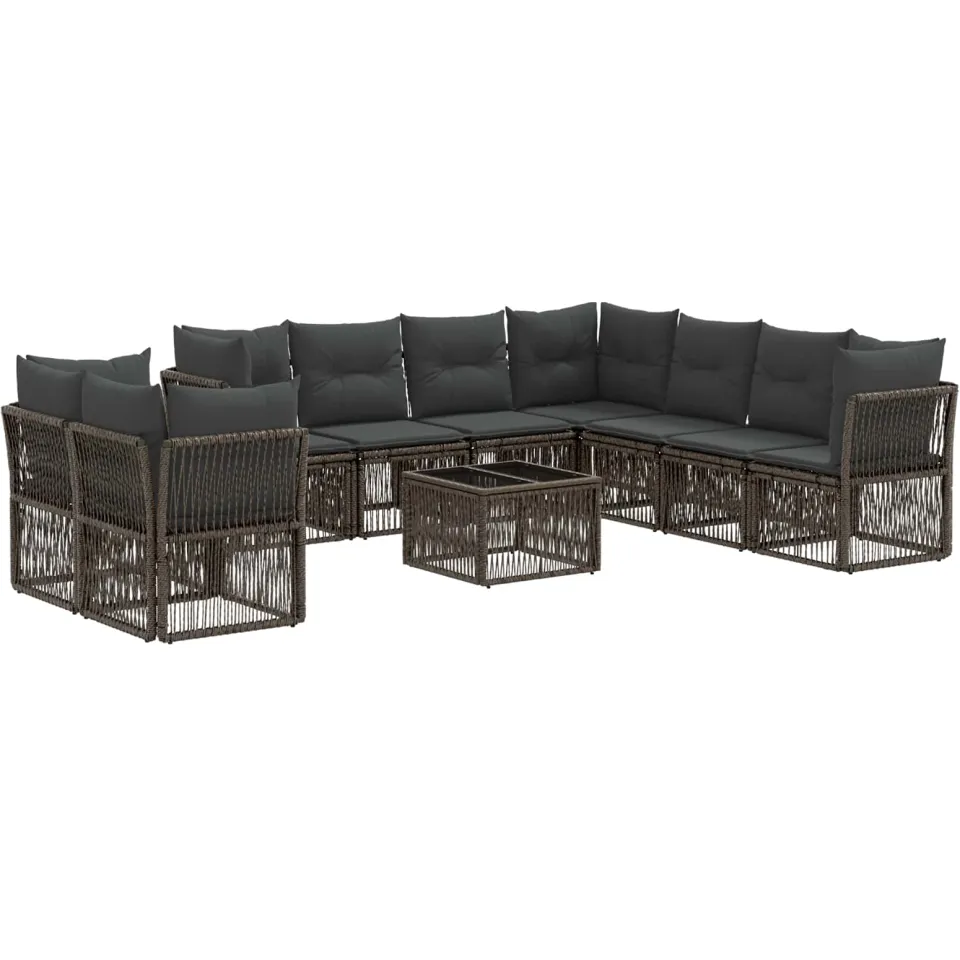 vidaXL Tuinbankenset 10 st Grijs poly rattan, foto 3