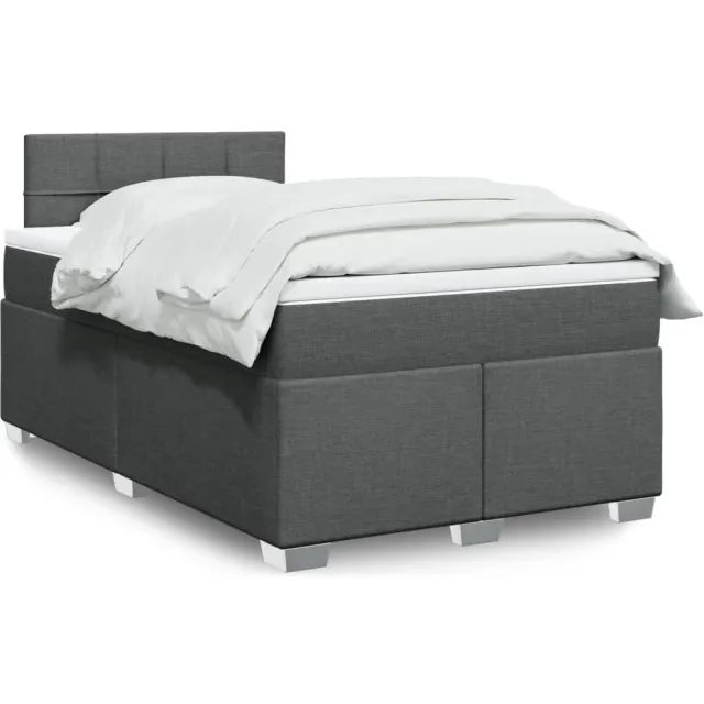 vidaXL Boxspring met matras stof donkergrijs 120x200 cm grijs