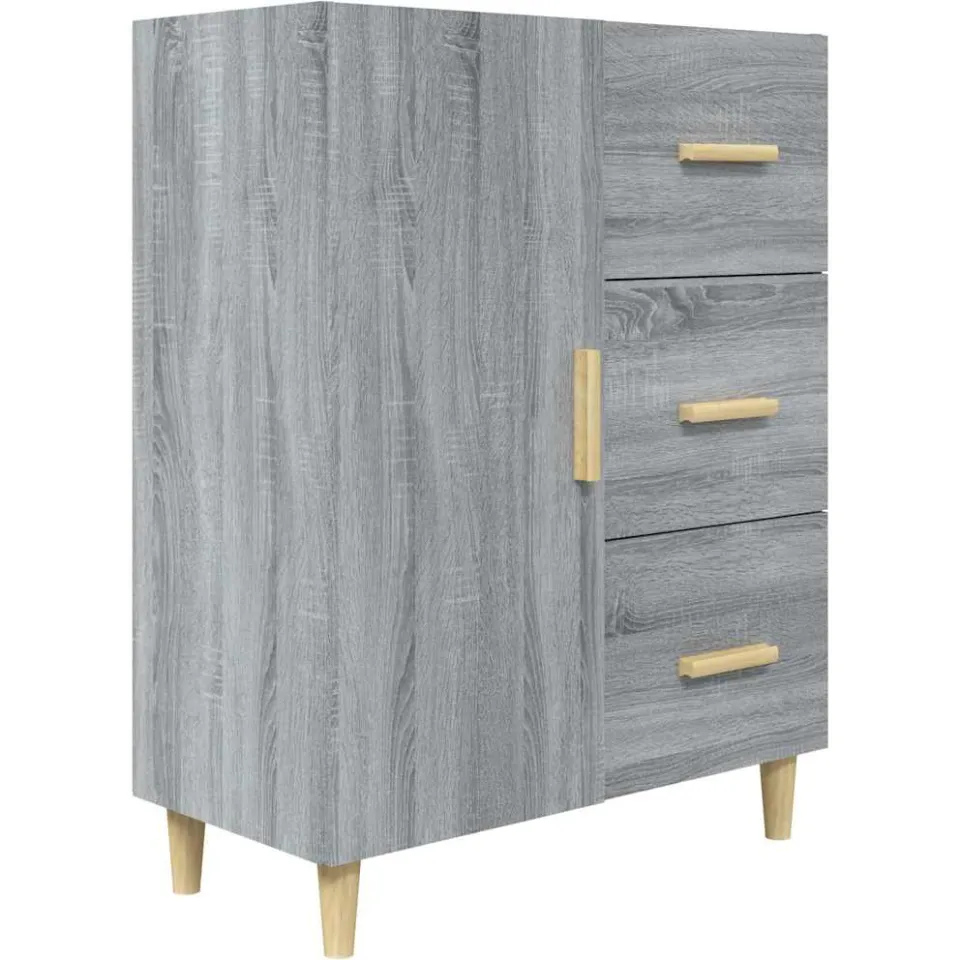vidaXL Dressoir 69,5x34x90 cm bewerkt hout grijs sonoma eikenkleurig