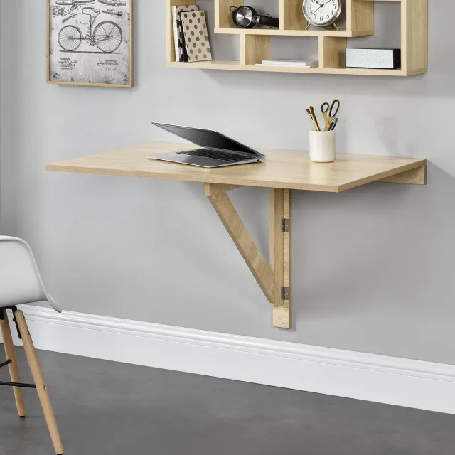 en.casa Tafel bureau opvouwbaar voor wandmontage 100x60x58 hout sonoma beukenhout look