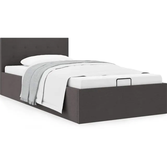 vidaXL Bedframe met hydraulische opslag stof donkergrijs 90x200 cm