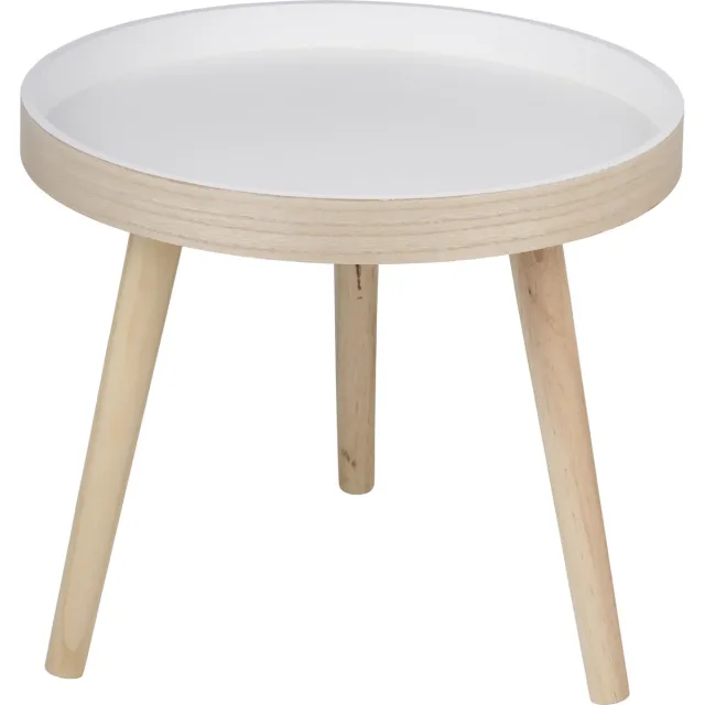 arti casa Ronde Bijzettafel Ø40 x 36 cm - Moderne Salontafel Rond - Bijzettafeltje of Nachtkastje - Compact Tafeltje voor Woonkamer of Slaapkamer - Hout Wit