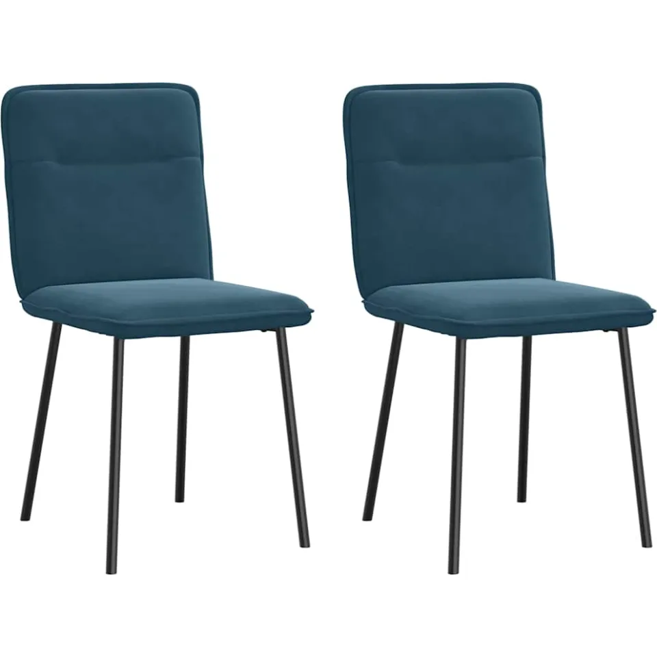 vidaXL Eetkamerstoelen 2 st fluweel blauw, foto 3