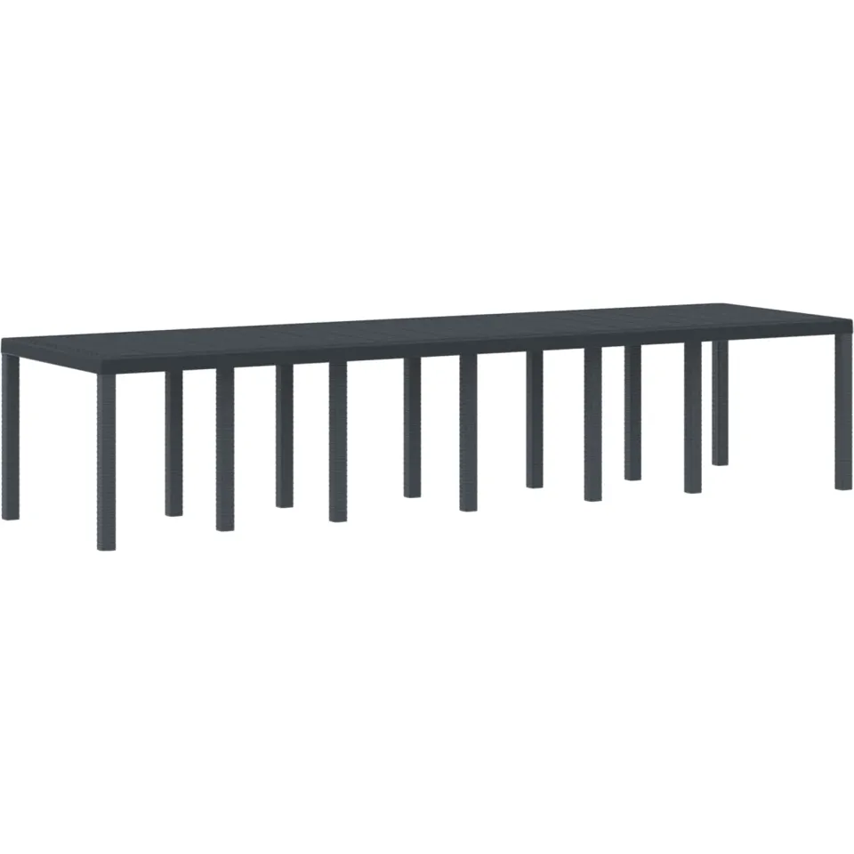 vidaXL Tuinstafel Antraciet 350 x 100 x 74 cm poly rattan Anthraciet