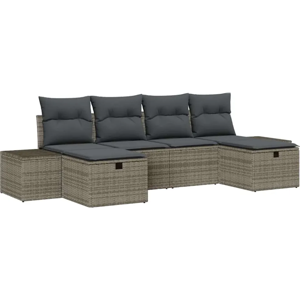 vidaXL Tuin Sofa Set 6 st Grijs poly rattan