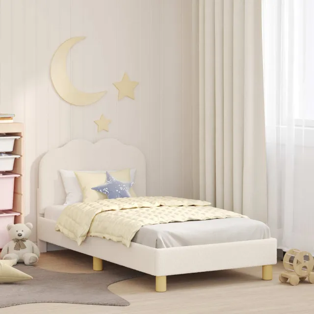 vidaXL Bedframe voor kinderen met hoofdbord Crèmekleurig 80 x 160 cm