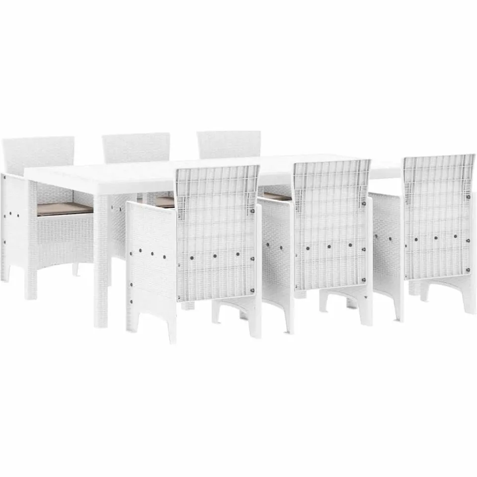 vidaXL Tuin eettafelset 7 st Wit Polypropyleen