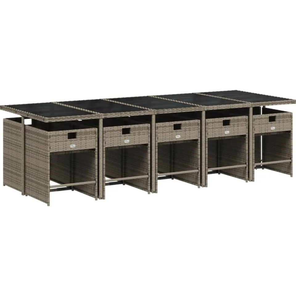 vidaXL 11-delige Tuinset met kussens poly rattan grijs, foto 2