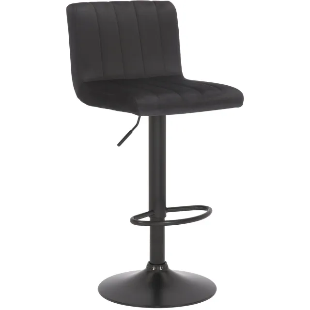 Luxe Comfort Barkruk - Verstelbaar - Fluweel - Zwart zwart/zwart