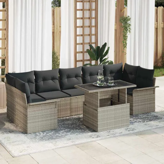 vidaXL Tuin Sofa Set 8 st Licht Grijs en Grijs poly rattan