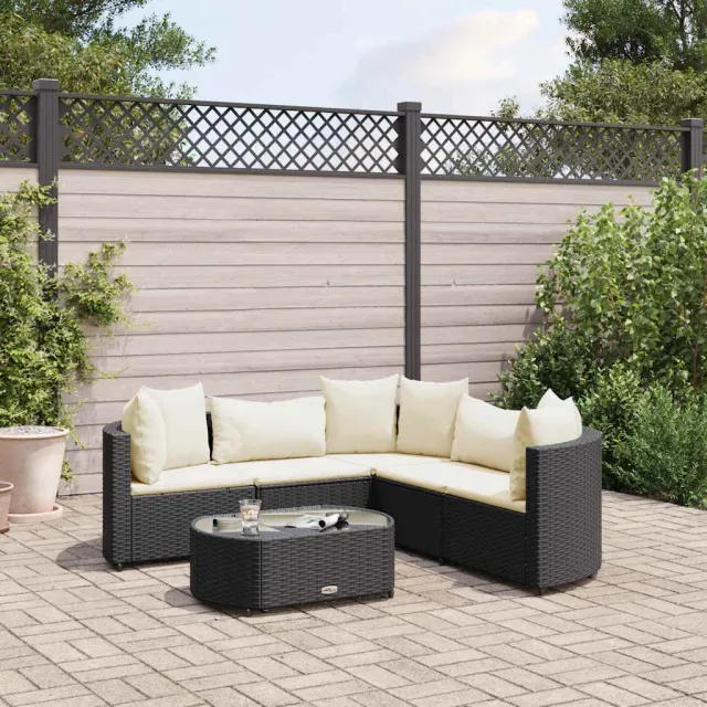 vidaXL 6-delige Loungeset met kussens poly rattan zwart, foto 2