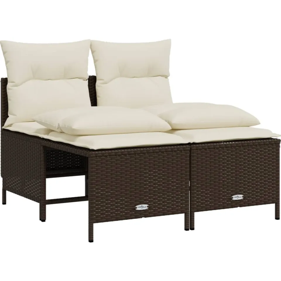 vidaXL 5-delige Loungeset met kussens poly rattan bruin, foto 4