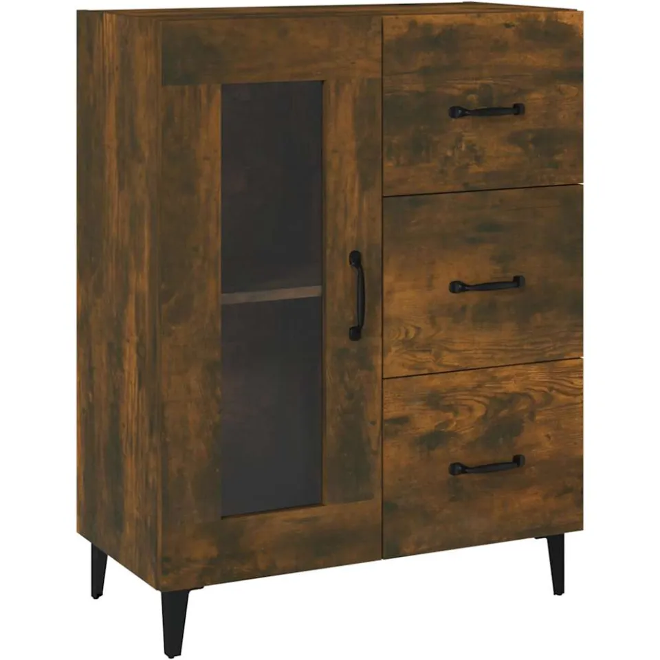 vidaXL Dressoir 69,5x34x90 cm bewerkt hout gerookt eikenkleurig
