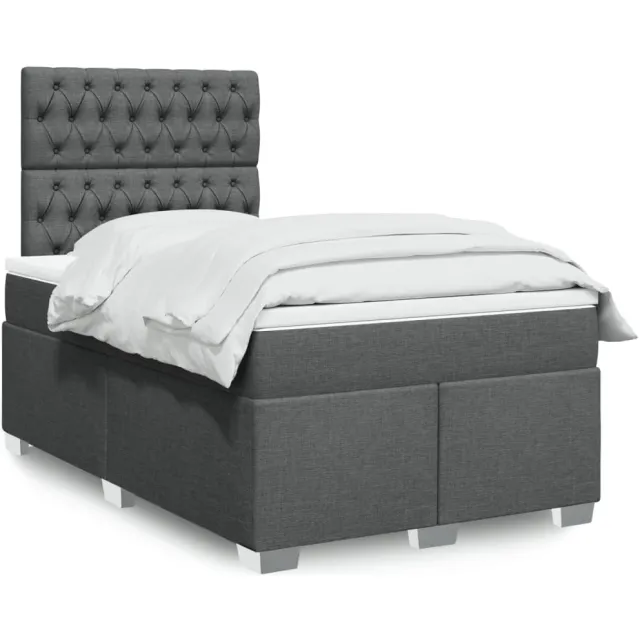 vidaXL Boxspring met matras stof donkergrijs 120x190 cm grijs