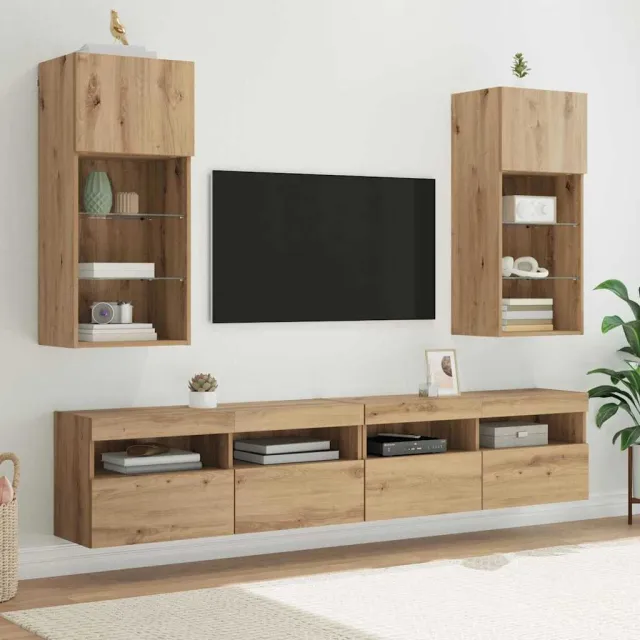 vidaXL Wandgemonteerde TV-kasten 2 st Artisan Eiken Bewerkt hout, foto 2