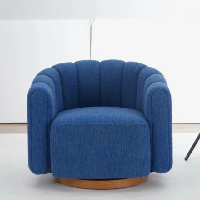 Sleepking Fauteuil / Draaifauteuil Freya - 100% linnen Bouclé - Blauw