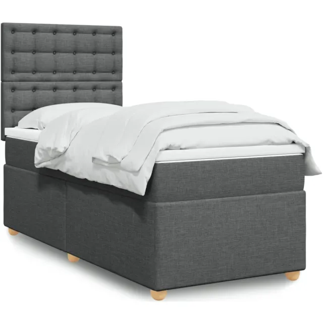 vidaXL Boxspring met matras stof donkergrijs 90x200 cm grijs