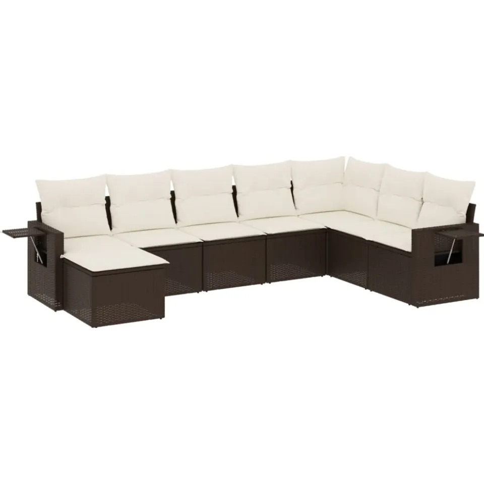 vidaXL 8-delige Loungeset met kussens poly rattan bruin, foto 3
