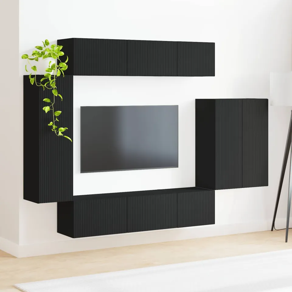 vidaXL TV Wandkast Set 6 st Zwart, foto 3