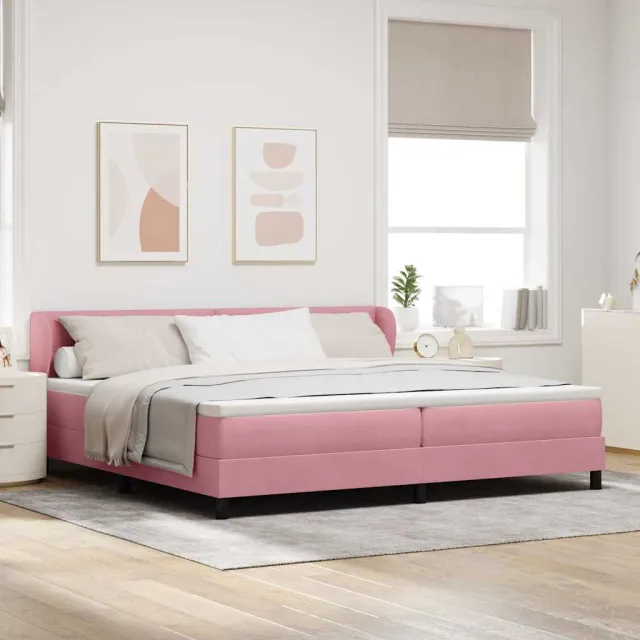 vidaXL Boxspringbed met hoofdeinde Roze 200 x 200 cm Fluweel