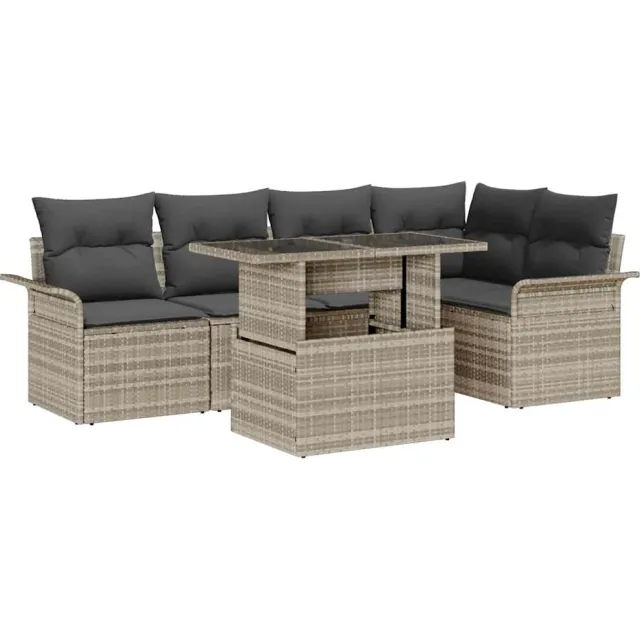 vidaXL Tuin Sofa Set 6 st Lichtgrijs poly rattan