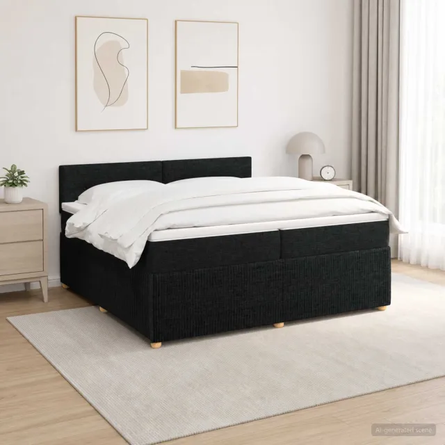 vidaXL Boxspringbed met matras met hoofdeinde Zwart 200 x 200 cm Stof
