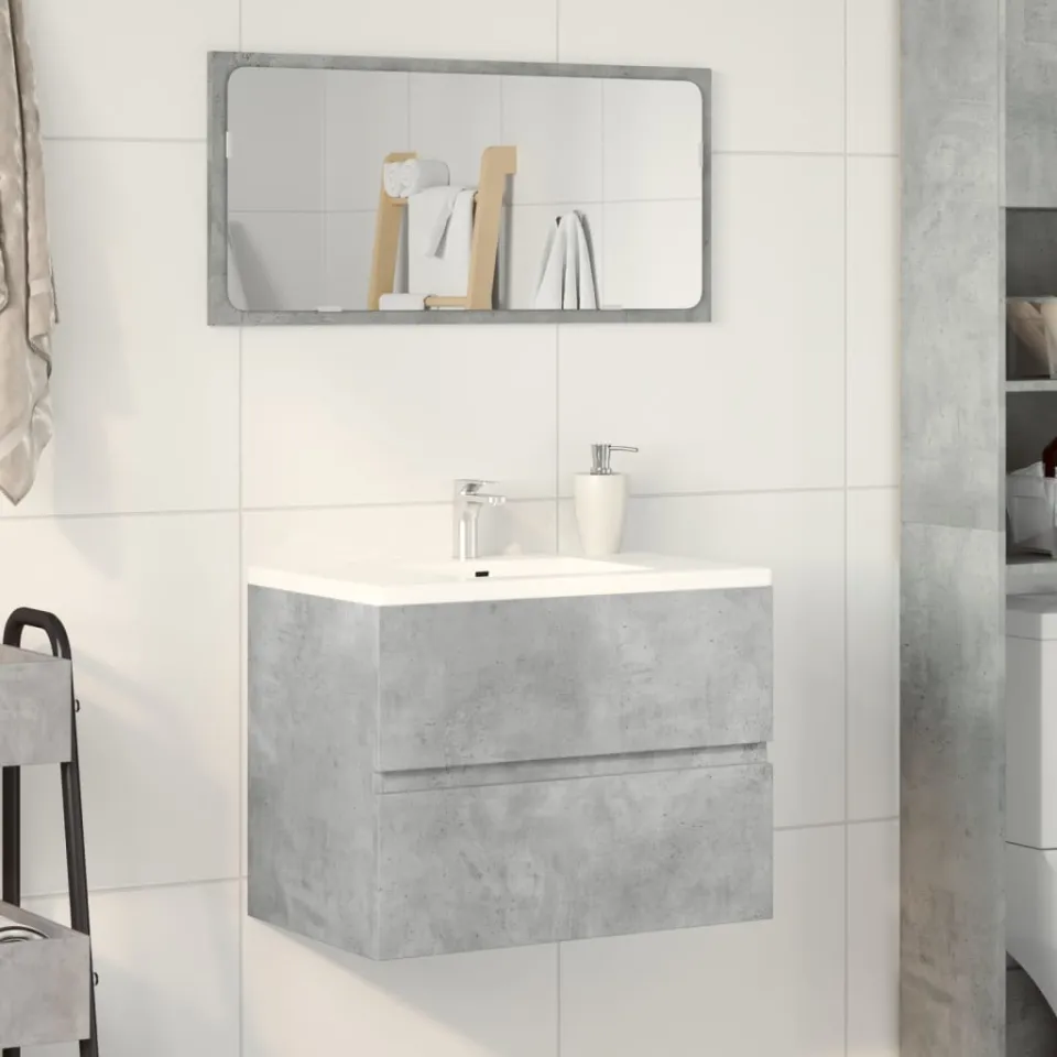 vidaXL Badkamerkast 60x38,5x45 cm bewerkt hout betongrijs grijs, foto 2