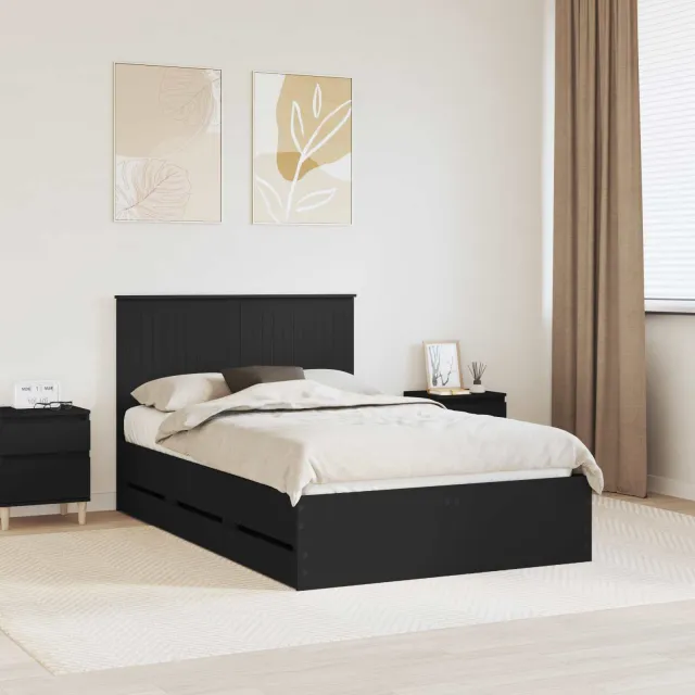 vidaXL Bedframe met lade met opslag Zwart 120 x 190 cm Ingenieurshout